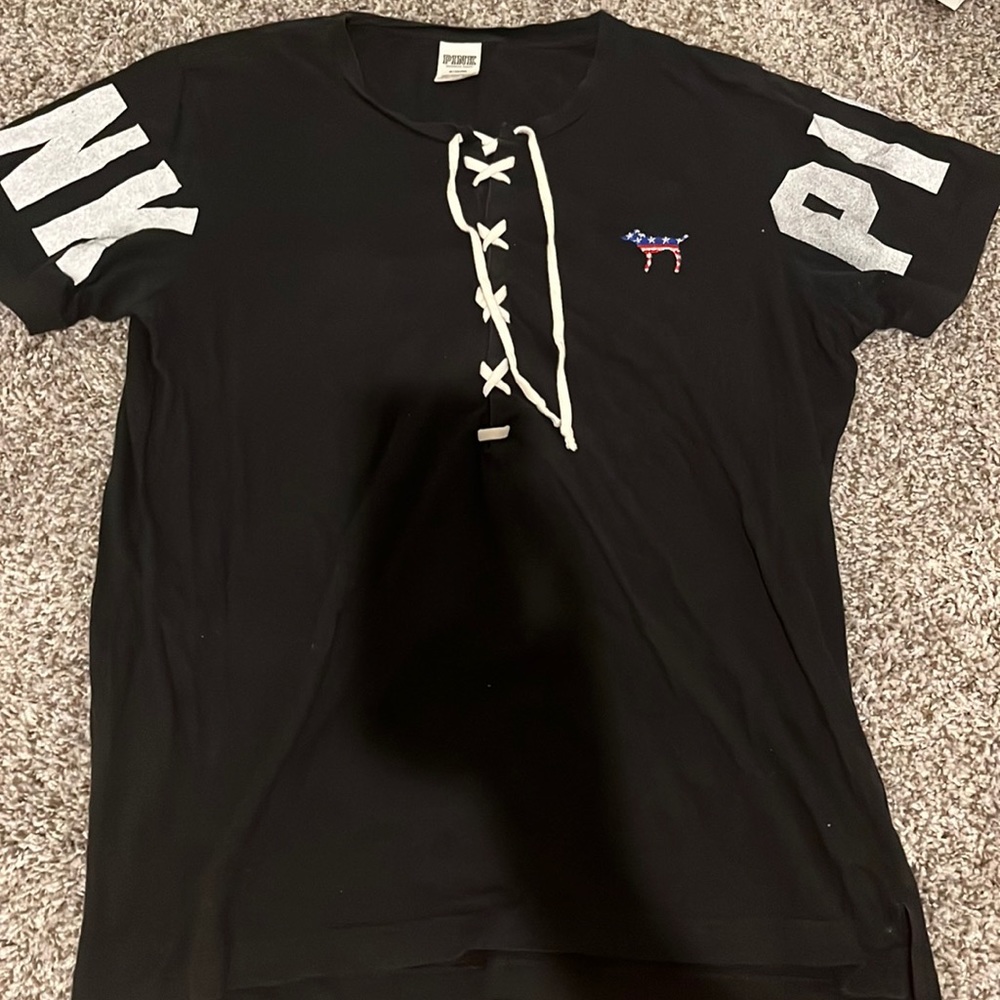 VS PINK lace up tshirt. Size M
